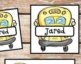Bus school tag templates-perfect for the classroom-teacher-student-Personalize with editable text-name and desk tags-field trip-bus ID tag