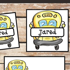 Bus school tag templates-perfect for the classroom-teacher-student-Personalize with editable text-name and desk tags-field trip-bus ID tag