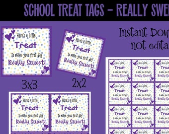 Back to School Treat Tags: Purple, Sweet (Digital Download)