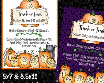 TRUNK OR TREAT-editable template-4 files to customize your flyer-editable text-school flyer-Halloween flyer-community event-Trick or Treat