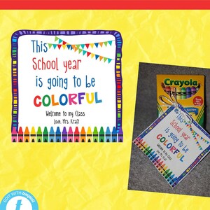 Crayon School favor tag Template-great for students and classrooms-Edit some text-printable-back to school gift tags-new school year gift