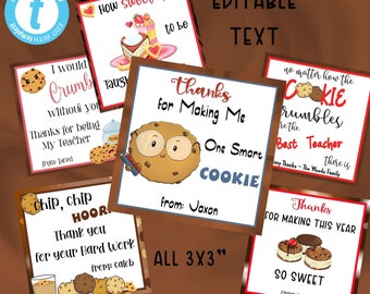 Cookie Appreciation Gift Tags: Editable Teacher Thank You (Digital Download)