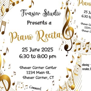 GOLDEN RECITAL PACKAGE-Invitation-Program-Thank you-Comment Card-Poster-Award Certificate-Editable text-Piano Recital-Music Recital-Music