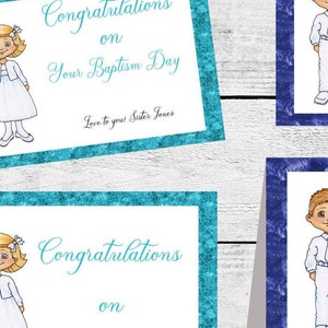 LDS Baptism Card Templates-Boy & Girl in white-perfect for 8th birthday or the baptism itself-editable text-print-digital-Boy Girl baptism