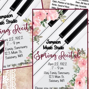 BLUSH MUSIC RECITAL Package-Invitations-Thank you-free poster-Programs-award certificate-comment card-editable text-piano recital-teacher