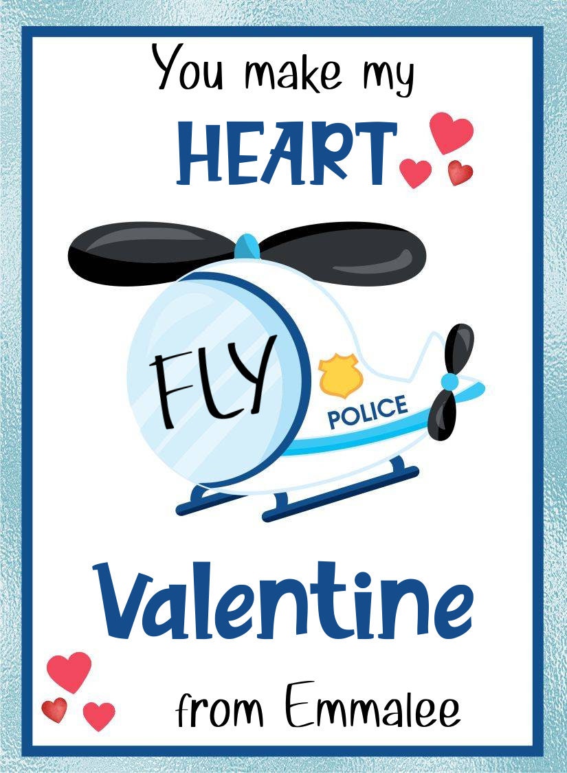 6 POLICE VALENTINE CARD Templates-policeman Valentine Card-valentine’s ...