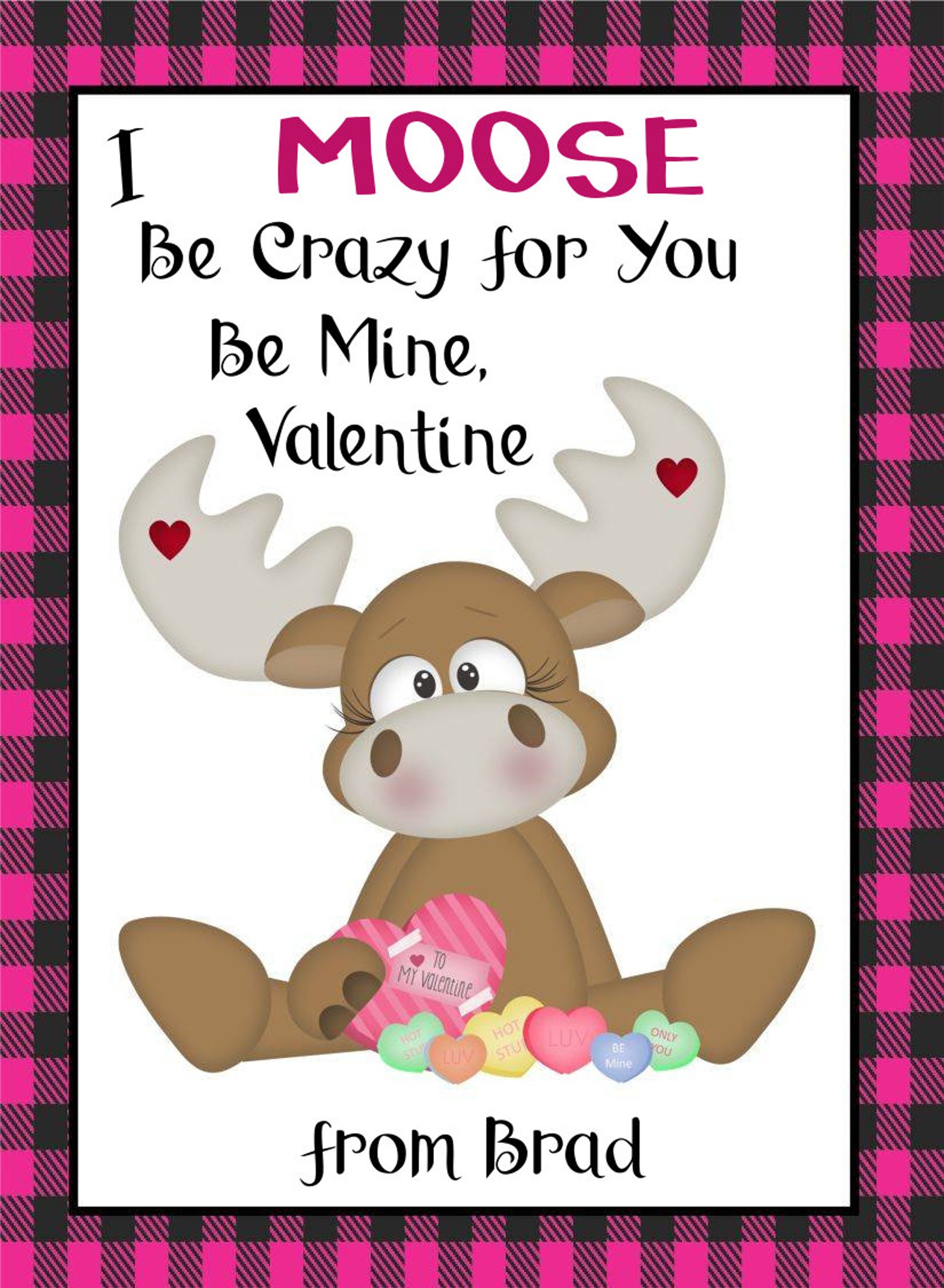 6 GREAT MOOSE Valentine Templates-all Different-edit All Text-download ...