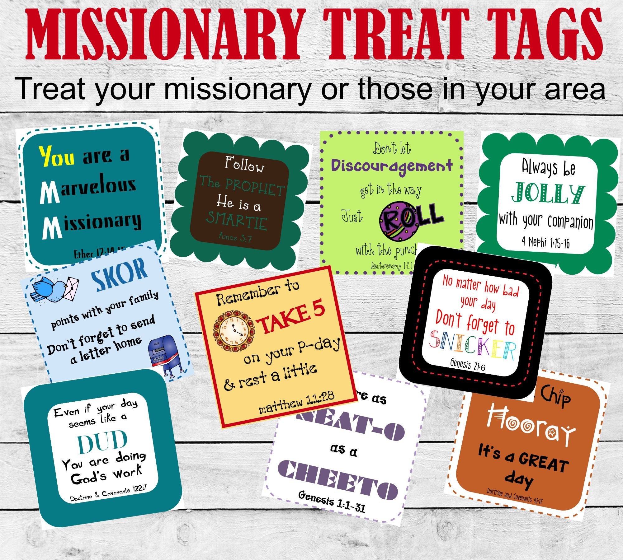 Missionary Treat Tags10 Fun Tags With Scriptures on Each Oneattach