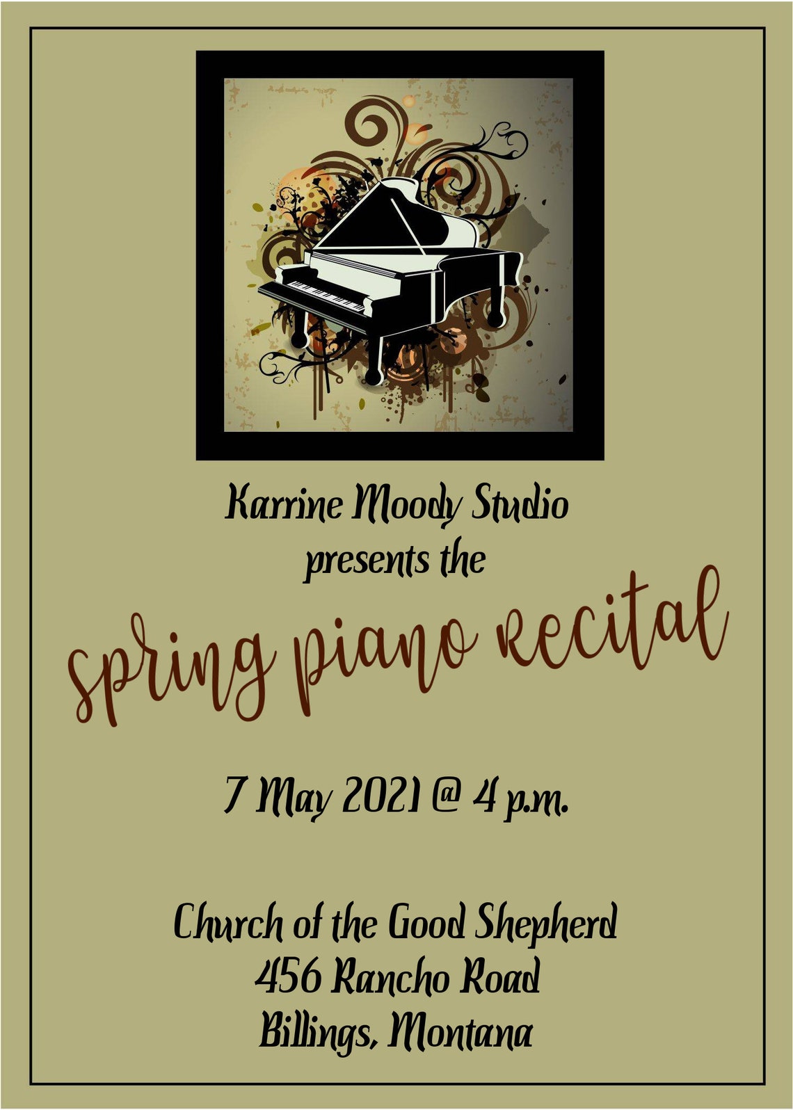 PIANO RECITAL INVITATION Template With Free Comment Card Included ...