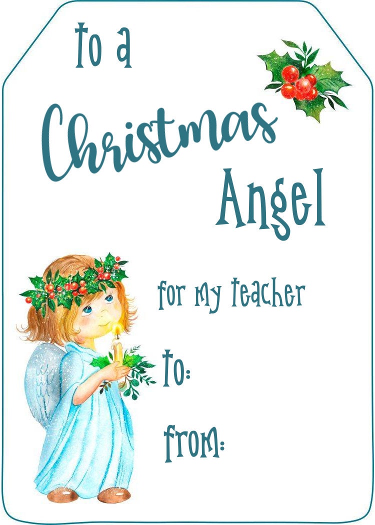 CHRISTMAS ANGEL GIFT Tag Template for Teacher or Etsy