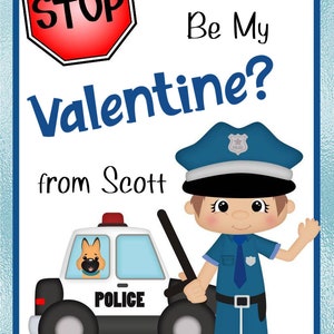 6 POLICE VALENTINE CARD Templates-policeman Valentine Card-valentine’s ...