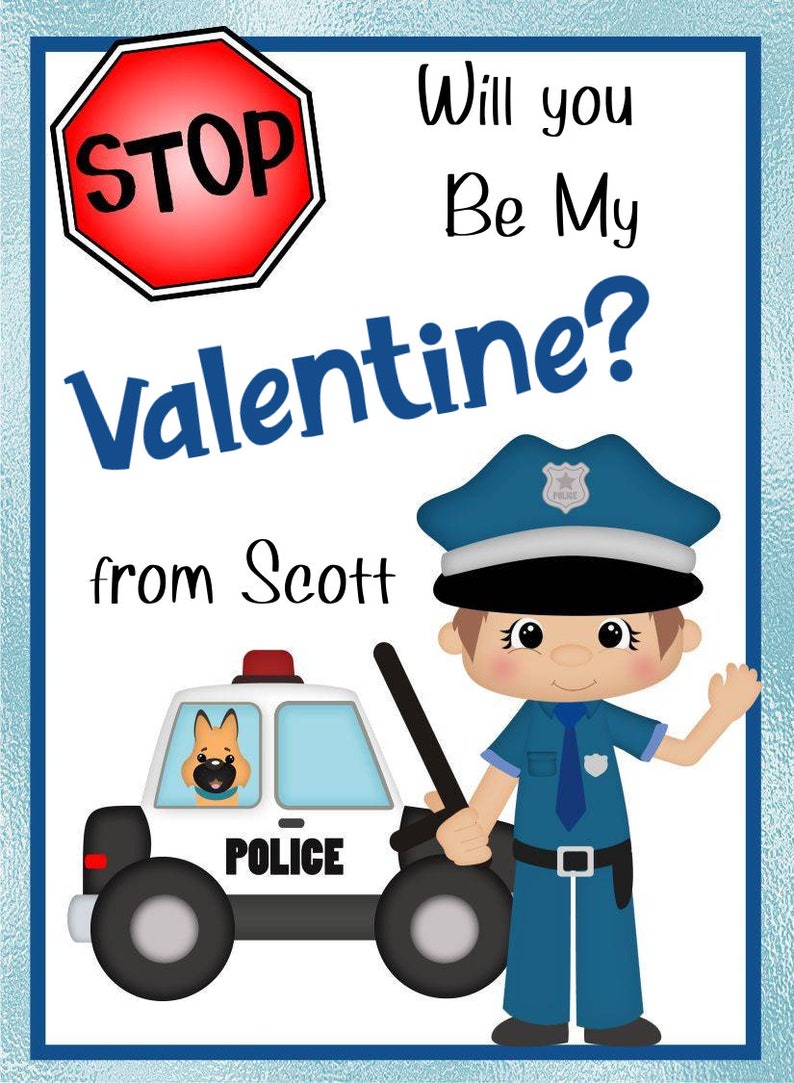 6 POLICE VALENTINE CARD Templates-policeman Valentine Card-valentine’s ...