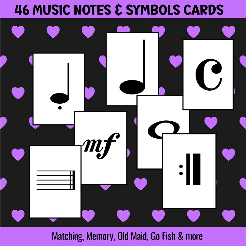 MUSICAL SYMBOLS and NOTE Flashcardsperfect for Games Like Memory