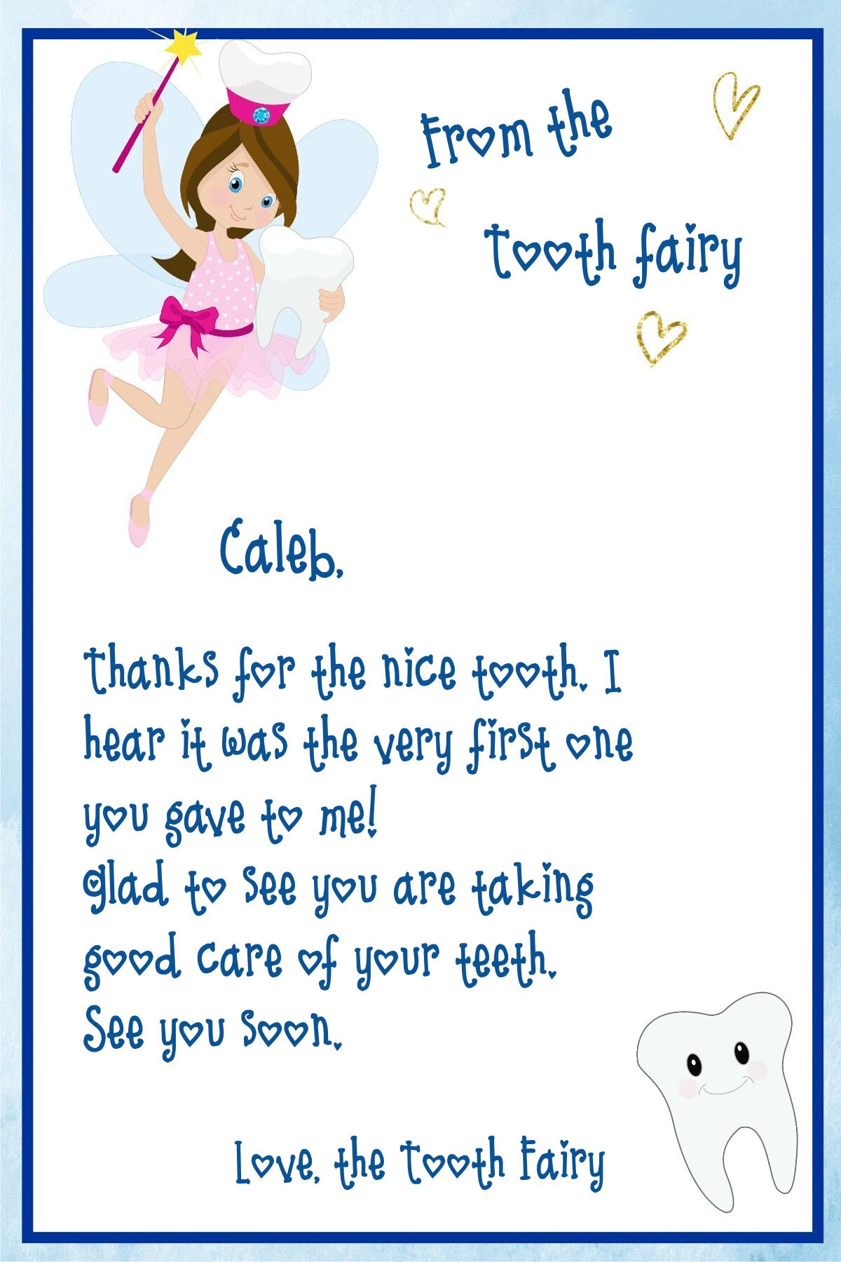 TOOTH FAIRY Thank You Note Template 4x6 from The Tooth Etsy tooth-fairy-thank-you-note-template-4x6-from-the-tooth-etsy