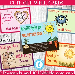 20 Cute GET WELL CARD Templates-foldable Notecard-postcard-editable ...