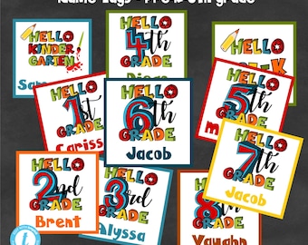 Editable Student Name Tags: Colorful Classroom Templates (PreK-8th Grade)
