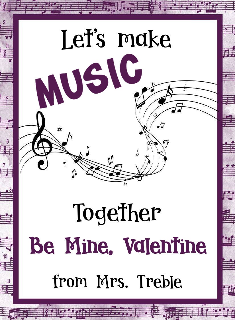 6 MUSICAL Valentines-fun Music Valentines-music Teachers or Students ...