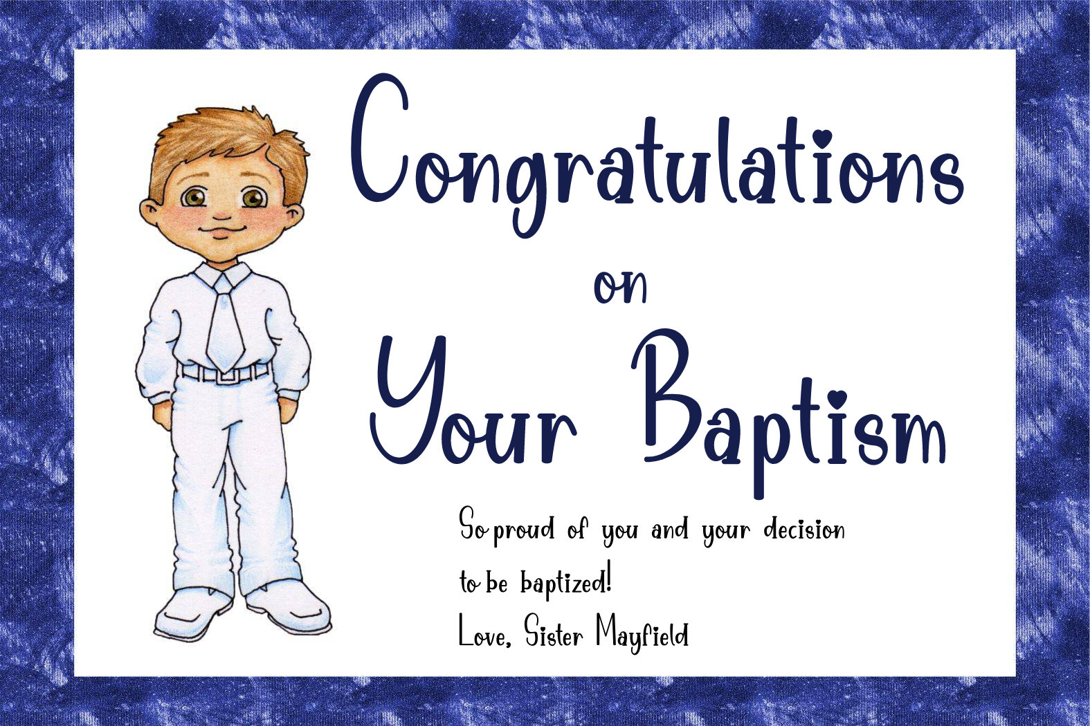 LDS Baptism Card Templates-boy &amp; Girl in White-perfect for 8th Birthday ...