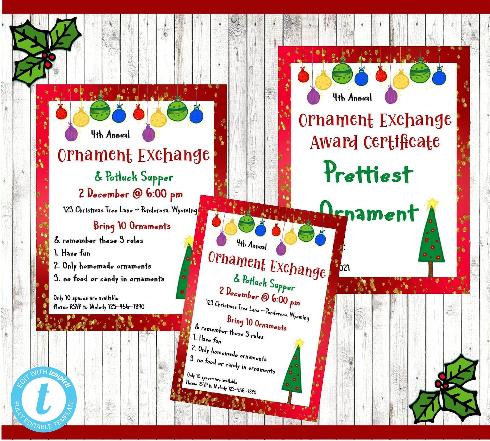 CHRISTMAS ORNAMENT EXCHANGE Templatesflyerinvitationaward