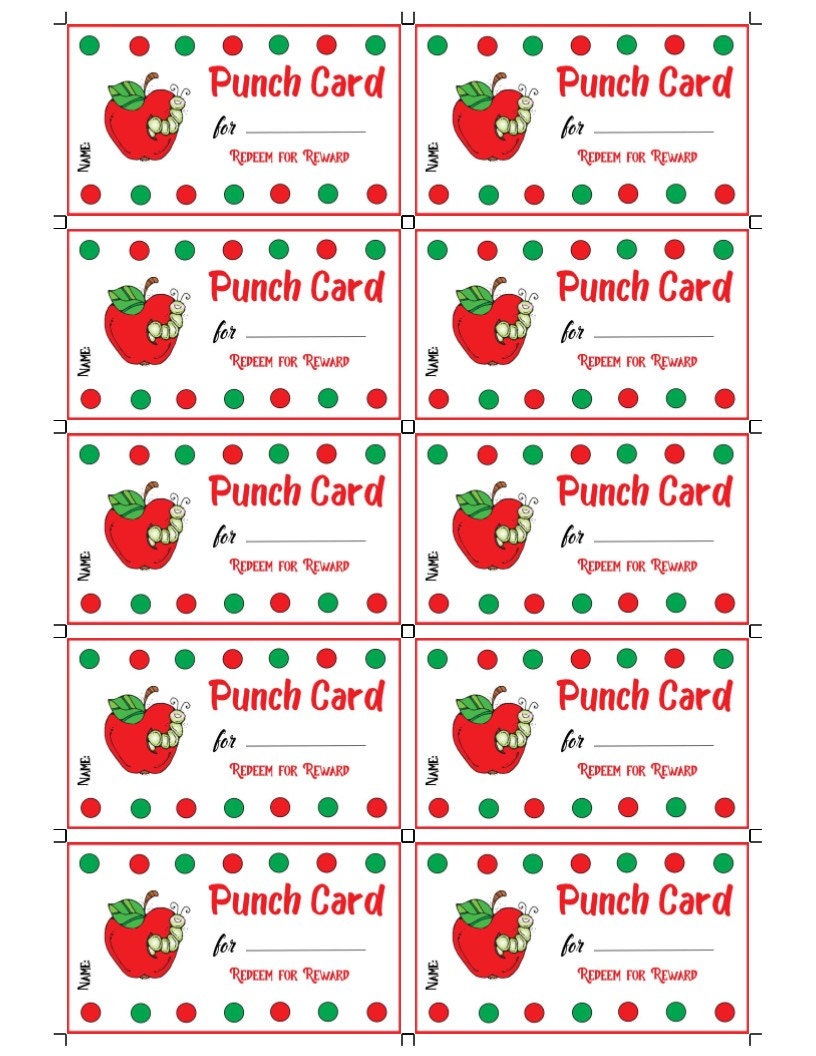 Printable Reward Punch Card - Brooklyn Berry Designs