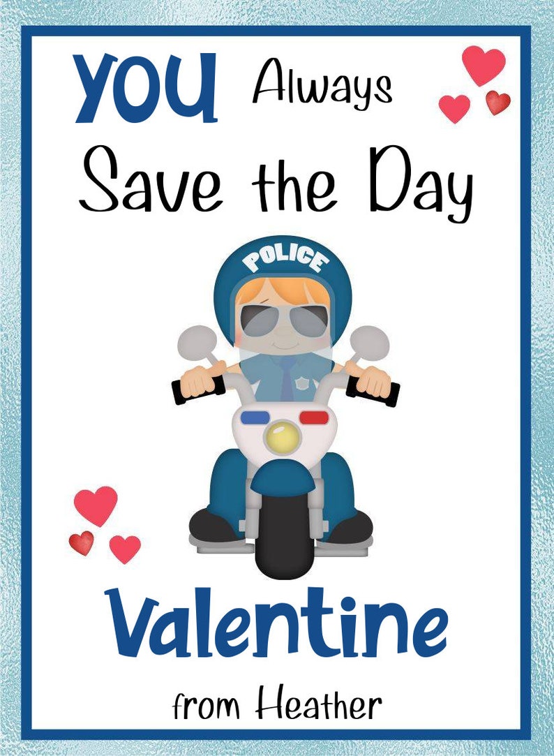 6 POLICE VALENTINE CARD Templates-policeman Valentine Card-valentine’s ...