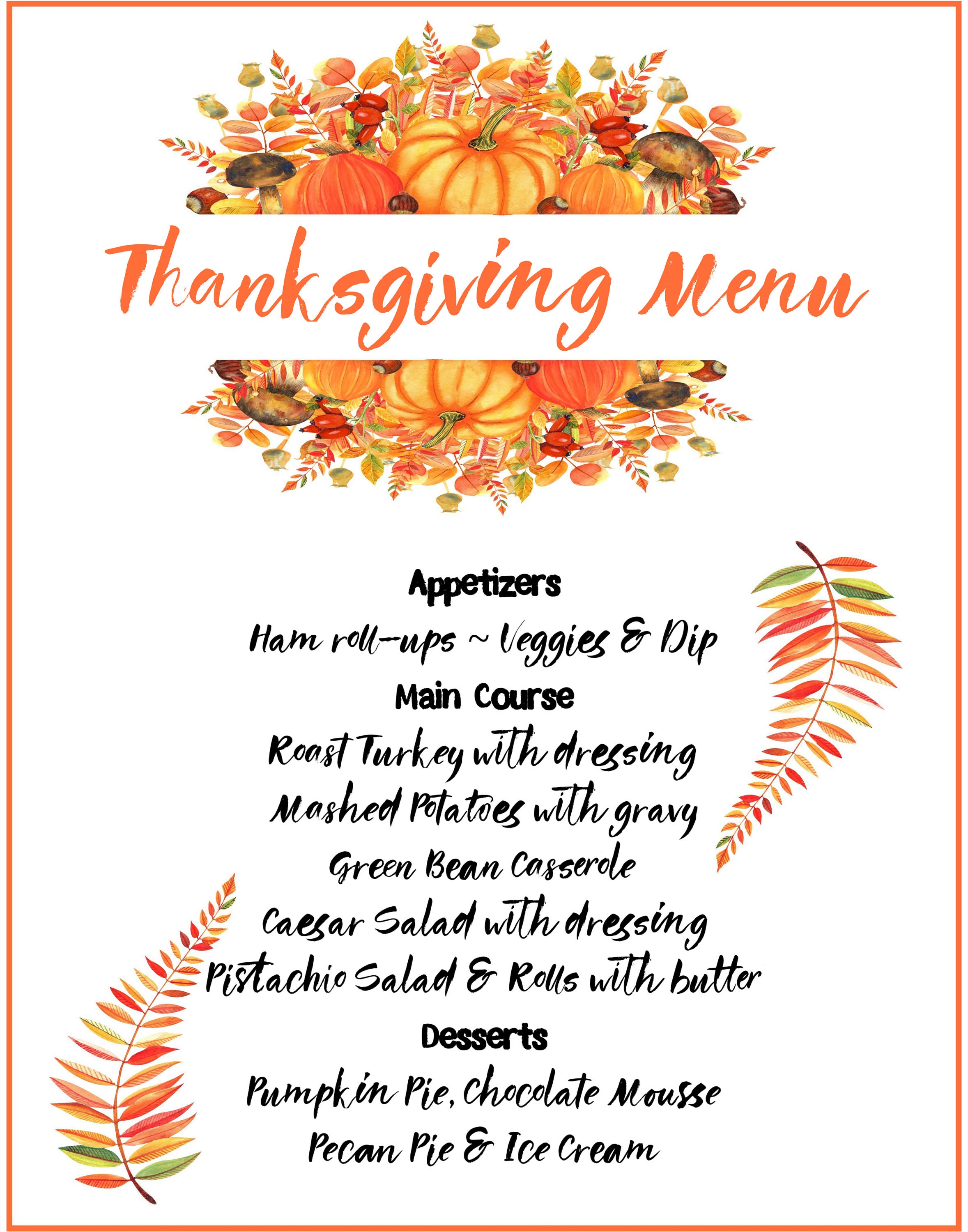 THANKSGIVING BUFFET TABLE Cards and Menu Posters-editable Text ...