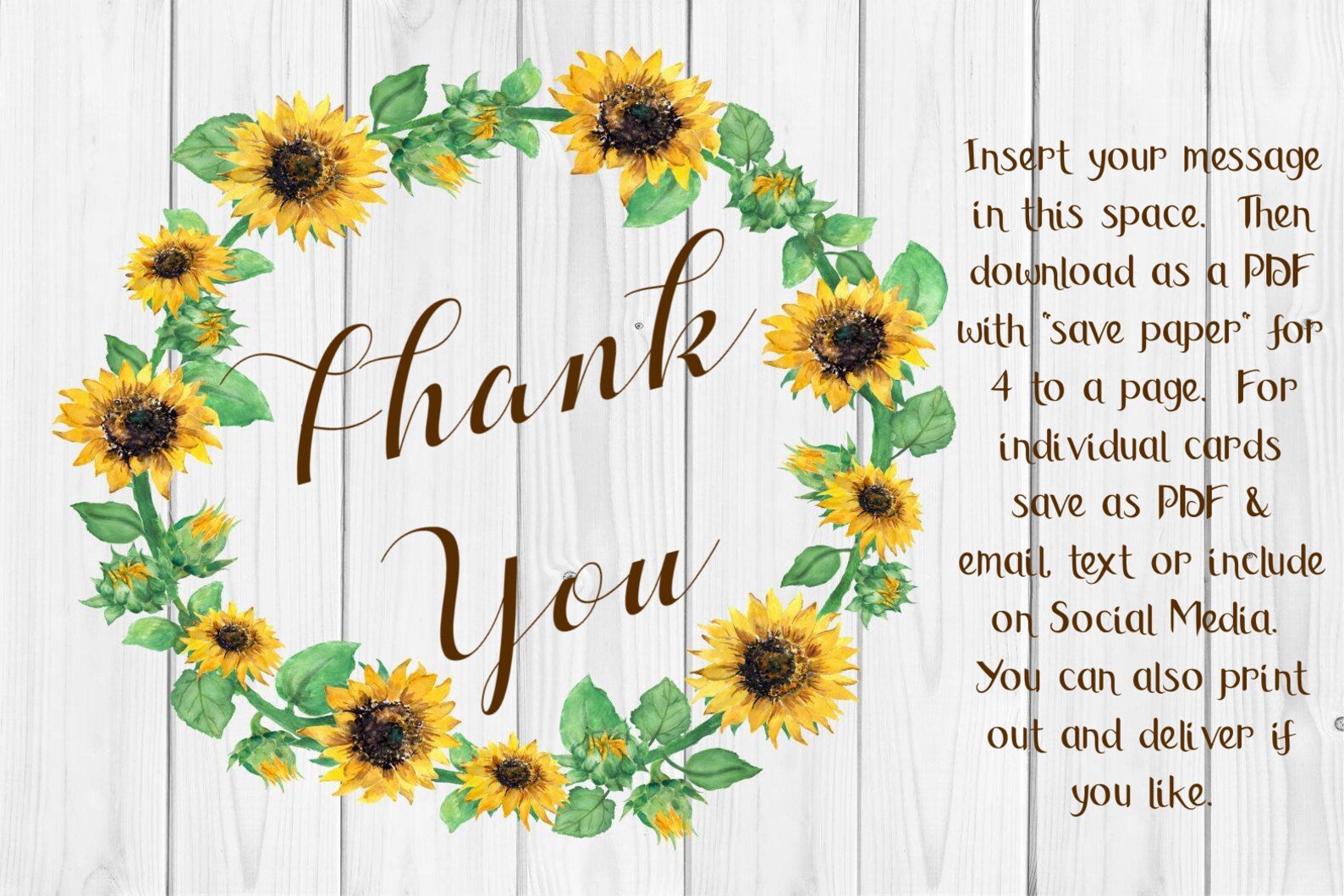 THANK YOU CARD Templates2 Files1 Notecard & 1 Virtual Card Etsy
