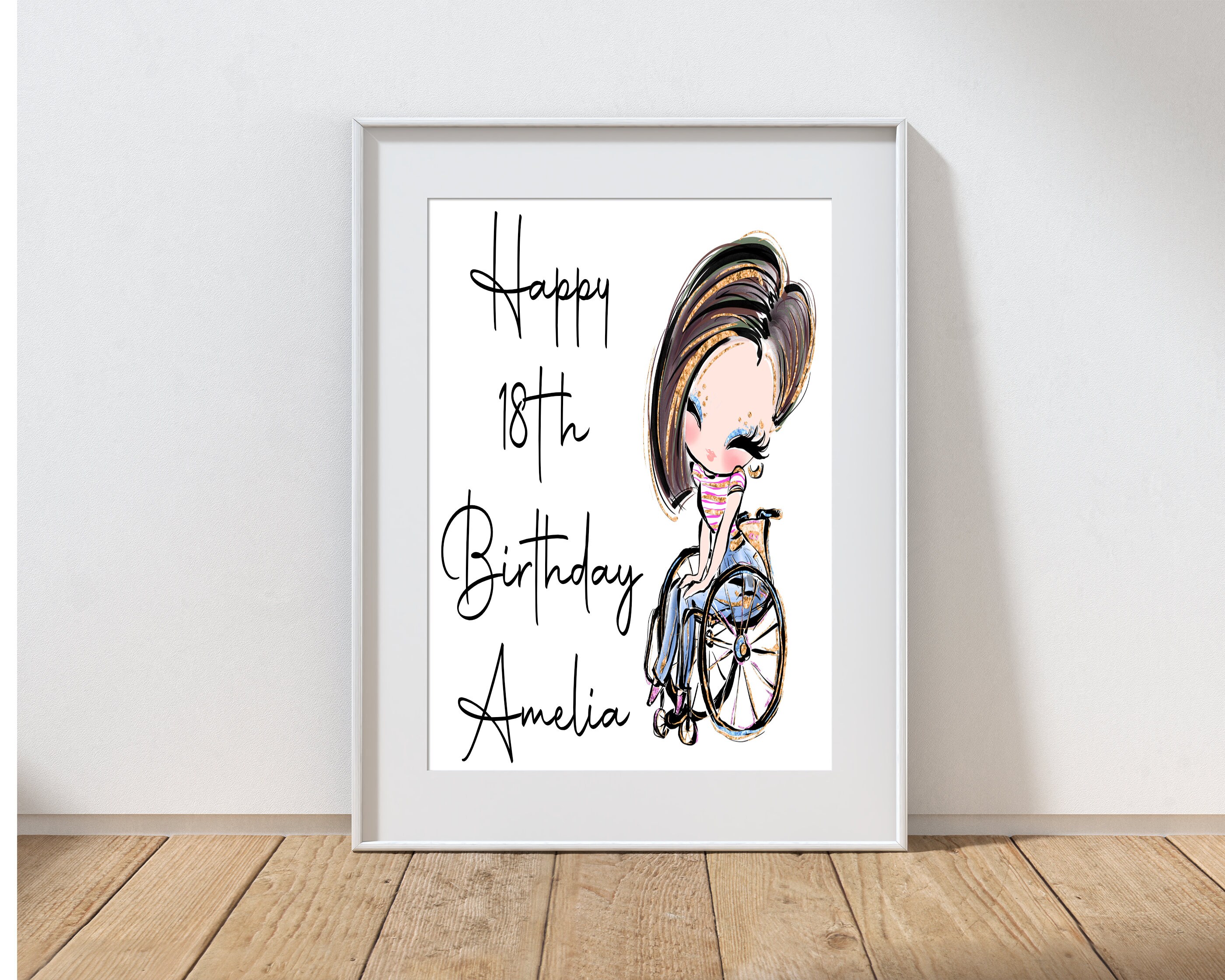 Wheelchair Girl Birthday Print Etsy UK