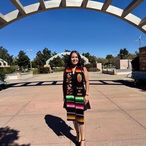 Floral Embroidered Mexican Graduation Stole: Class of 2026 Sarape