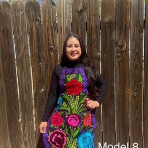 Mexican Embroidered Apron: Floral Fiesta Kitchen Decor model 8