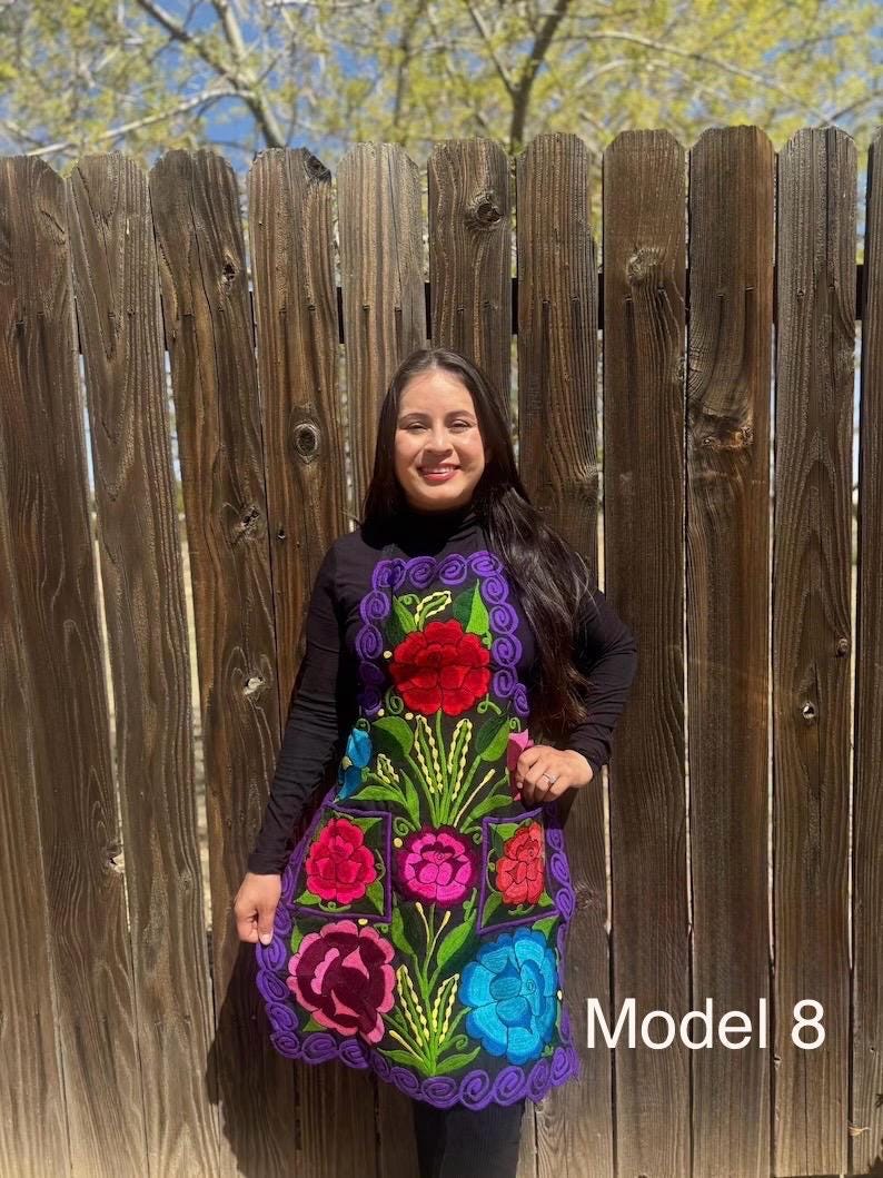 Mexican Embroidered Apron: Floral Fiesta Kitchen Decor model 8