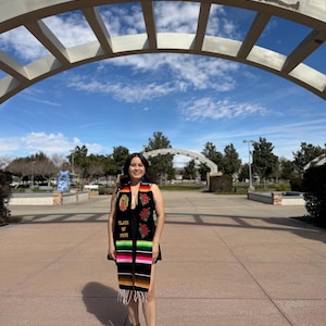 Floral Embroidered Mexican Graduation Stole: Class of 2025 Sarape