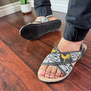 Handmade Men's Mexican Leather Huarache Sandals - Cushioned, Miel Color, Slip-On (Size UK 9)