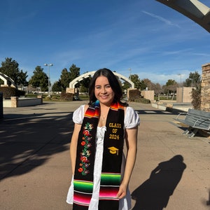 Floral Embroidered Sarape Mexican Graduation Stole.Graduation stash. Mexican graduation stash. graduation stole .Class of 2024. Floral stole Colorful Flowers ‘24