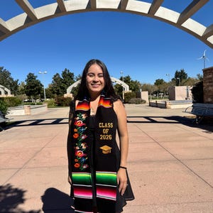 Floral Embroidered Mexican Graduation Stole: Class of 2026 Sarape