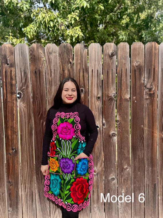 Mexican Embroidered Apron: Floral Fiesta Kitchen Decor
