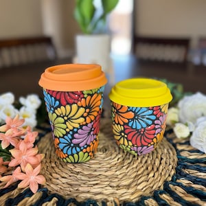 Travel mug. Coffee tumblers. Mexican pottery. Coffee mugs. Handmade colorful mugs. Talavera mug. Gift idea. Pottery. Mexican mug. Vaso barro