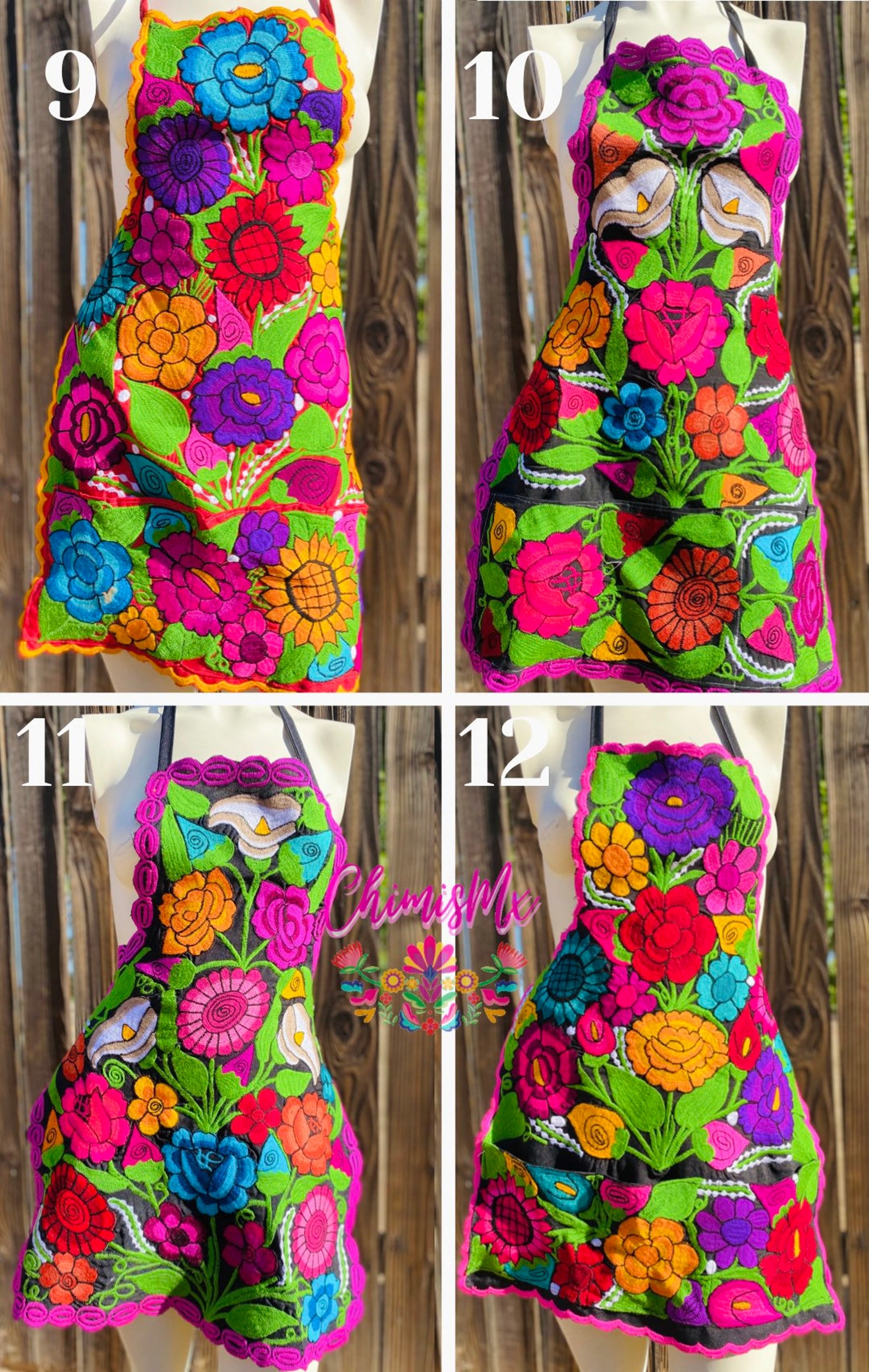 Mexican Embroidered aprons. Mexican Aprons. Floral embroidered Etsy