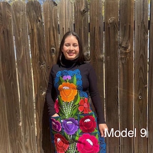 Mexican Embroidered Apron: Floral Fiesta Kitchen Decor model 9