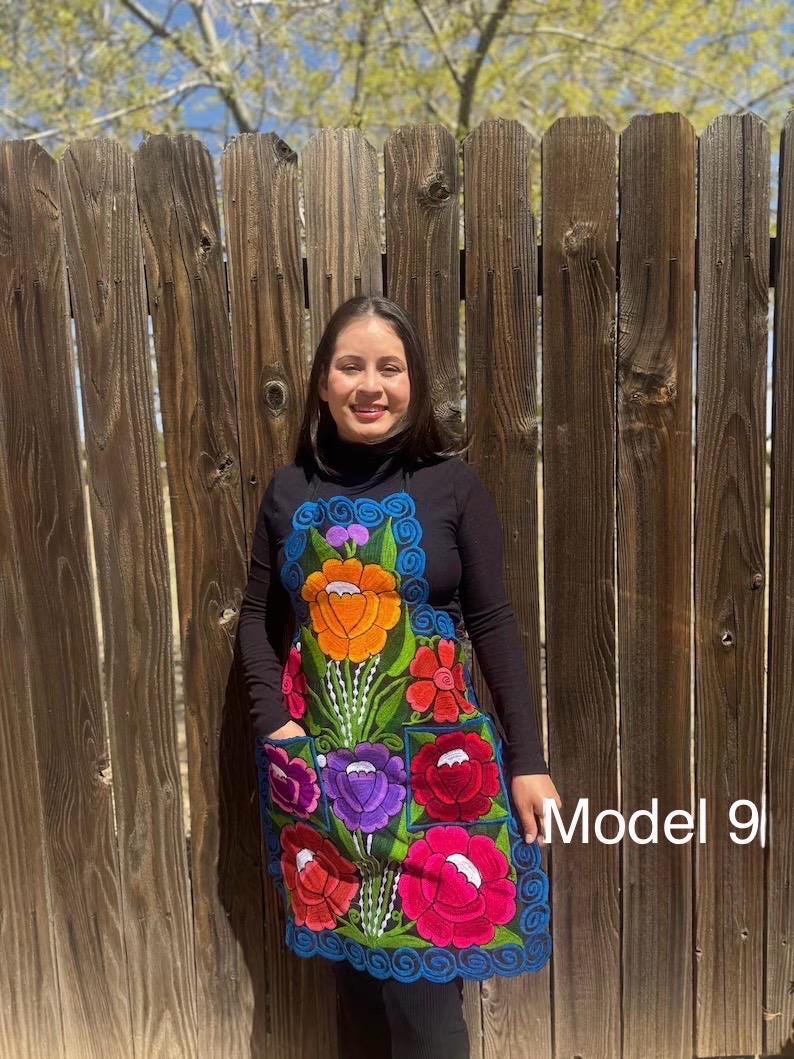 Mexican Embroidered Apron: Floral Fiesta Kitchen Decor model 9