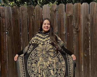 Mexican Poncho: Acrylic Winter Shawl, Traditional Design