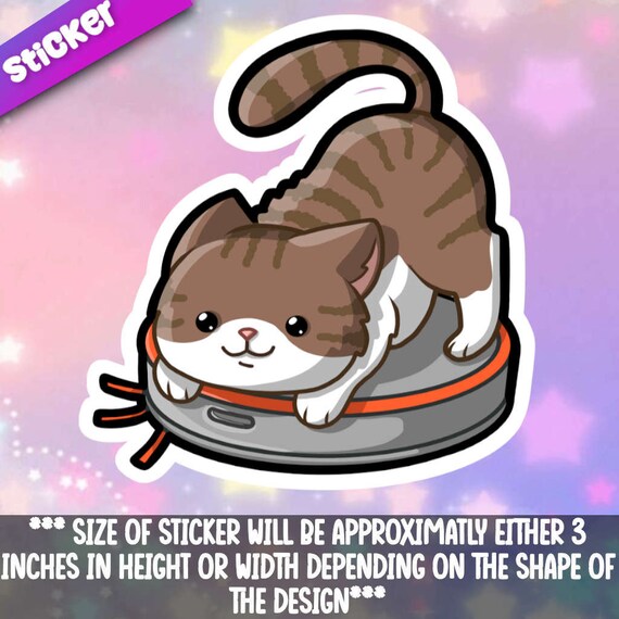 Gato Montando un Roomba. Amigo gatito Kawaii super adorable para computadora portatil agenda funda para telefono diario Mega Kawaii Etsy Espana