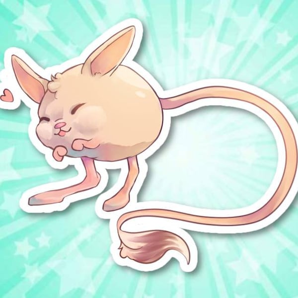 Autocollant Jerboa! Super adorable chien Kawaii ami - pour ordinateur portable, planificateur, étui de téléphone, journal + Par Mega Kawaii