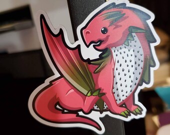 Dragonfruit Dragon Refrigerator magnet!  Adorable Kawaii Reptile friend-forany matal surface that you want to make cuter!