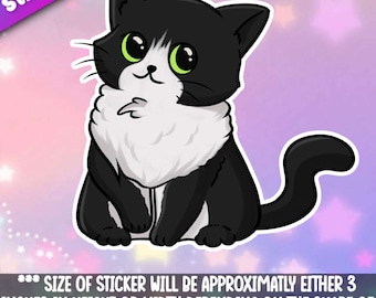 Cat- Tuxedo sticker- perfect for the cat lover, fur mom in your life-for laptop, planner, phone case, journal