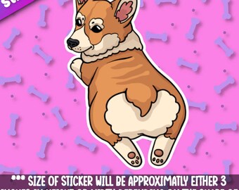 Corgi 1- Pembroke Welsh dog sticker for laptop, planner, phone case, journal + by Mega Kawaii