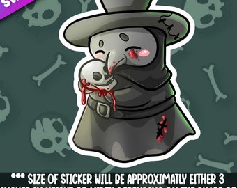 Plague Doctor with Skull sticker- Creepy Cute Stickers for laptops, water bottles, cars, and planners- 3 inches either dimension