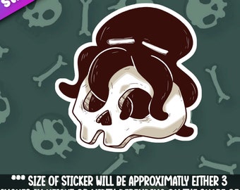 Squid Skull sticker- Griezelige leuke stickers voor laptops, waterflessen, auto's en planners- 3 inch beide afmetingen