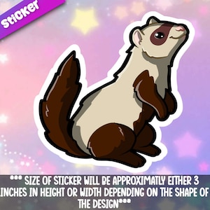 Ferret- At Attention sticker Adorable Kawaii ferret friend-for laptop,  planner, phone case + By Mega Kawaii