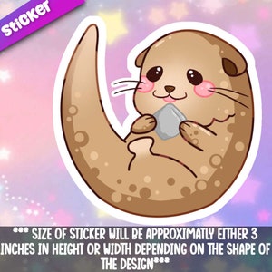 Otter Holding a Sea Shell Sticker Perfect for laptop, planner, phone case, journal + By Mega Kawaii